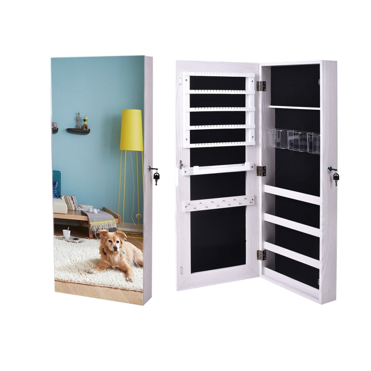 [US Warehouse] Whole Surface PVC Film Wall Hanging Door Jewelry Cabinet Fitting Mirror Cabinet with Lock , Size: 90 x 37 x 10cm