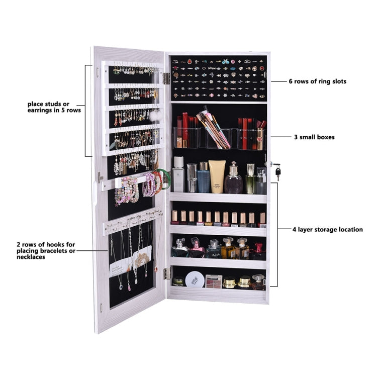 [US Warehouse] Whole Surface PVC Film Wall Hanging Door Jewelry Cabinet Fitting Mirror Cabinet with Lock , Size: 90 x 37 x 10cm