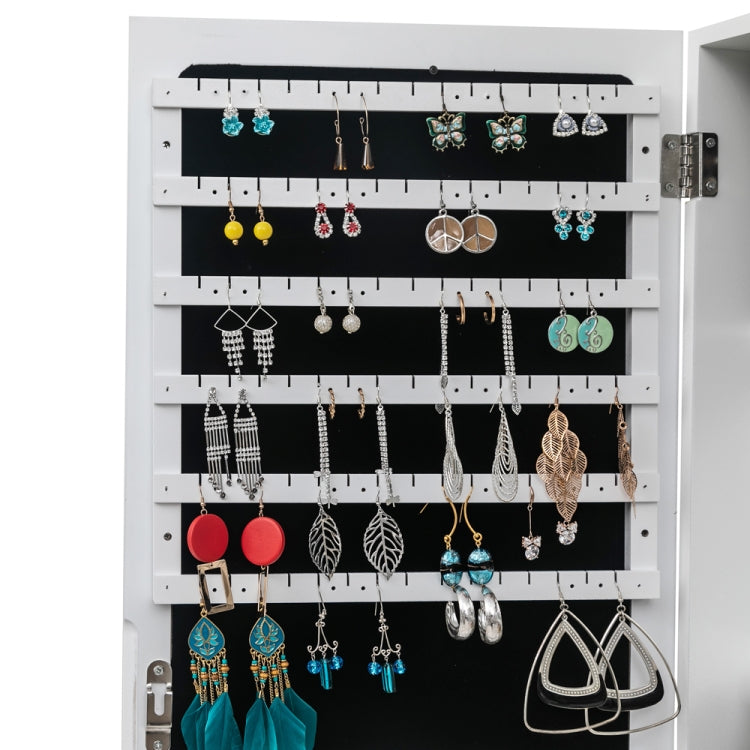 [US Warehouse] Full Mirror Wooden Floor Standing 4-Layer Shelf Jewelry Storage Adjustable Mirror Cabinet with 2 Drawer, Size: 153 x 40 x 47cm(White)