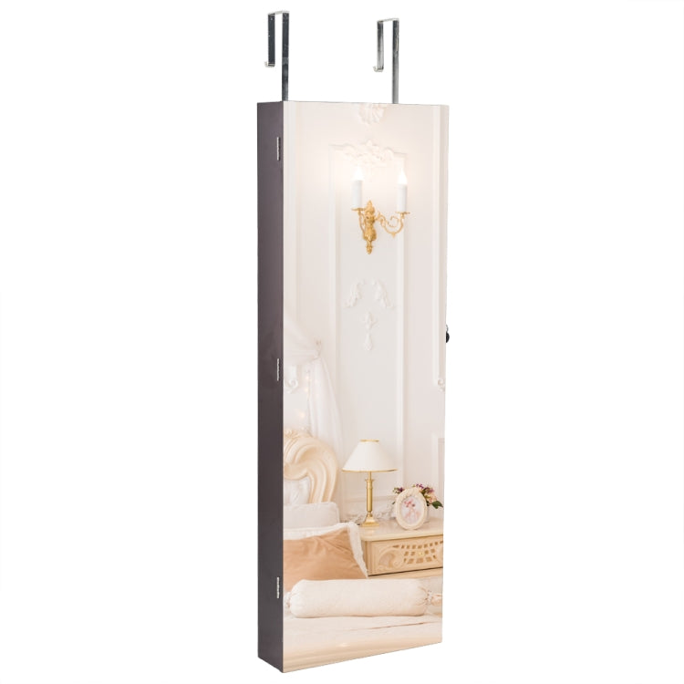 [US Warehouse] Full Mirror Wooden Wall Hanging 5-Layer Shelf 2 Drawer Jewelry Storage Mirror Cabinet, Size: 108 x 10 x 37cm(Brown)