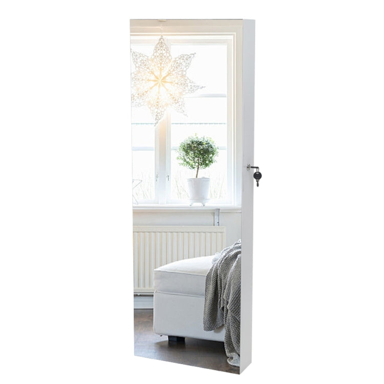 [US Warehouse] Full Mirror Wooden Wall Mounted 4-Layer Shelf 2 Drawers Jewelry Storage Mirror Cabinet with LED Lights, Size: 37 x 9.5 x 108cm(White)