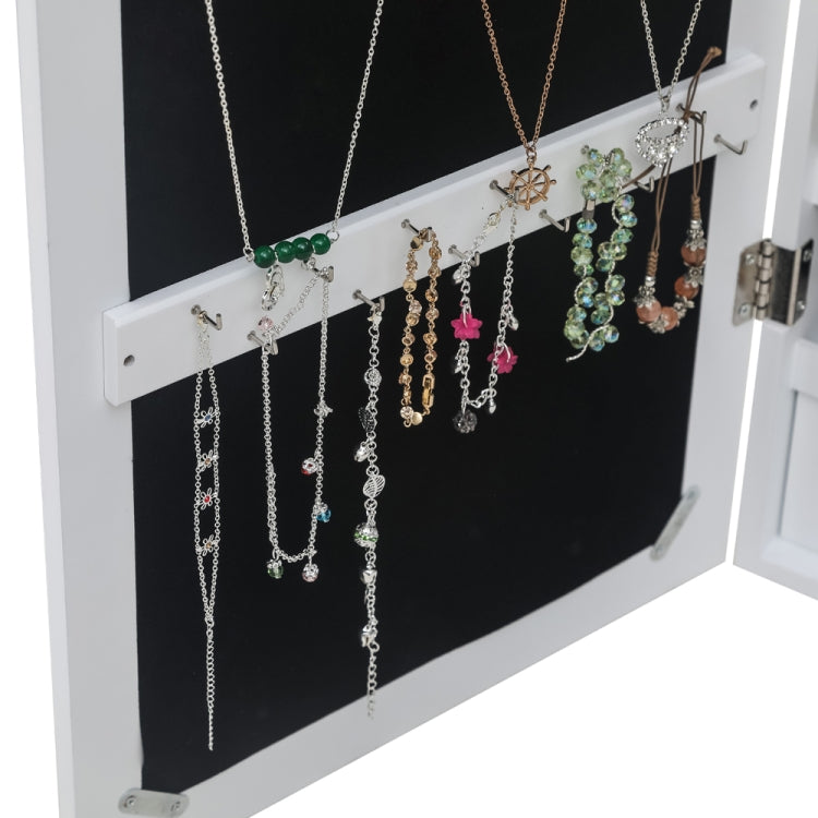 [US Warehouse] Full Mirror Wooden Wall Mounted 4-Layer Shelf 2 Drawers Jewelry Storage Mirror Cabinet with LED Lights, Size: 37 x 9.5 x 108cm(White)
