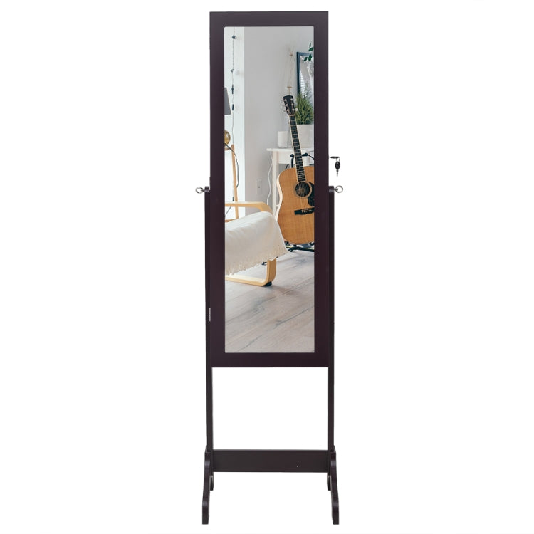 [US Warehouse] Non Full Mirror Wooden Floor Type 4-Layer Shelf 2 Drawers Jewelry Storage Adjustable Mirror Cabinet with LED Lights, Size: 47 x 40 x 153cm(Brown)