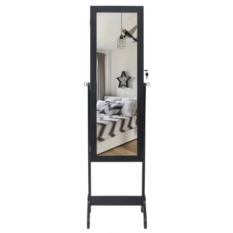 [US Warehouse] Non Full Mirror Wooden Floor Standing 4-Layer Shelf Jewelry Storage Adjustable Mirror Cabinet, Size: 47 x 40 x 156cm(Black)