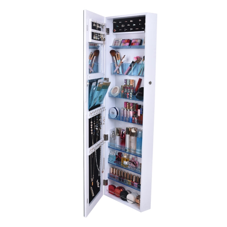 [US Warehouse] Full Mirror Makeup Mirror 8-layer Acrylic Storage Cabinet Solid Wood Covered Jewelry Mirror Cabinet, Size: 120 x 37 x 10cm(White)