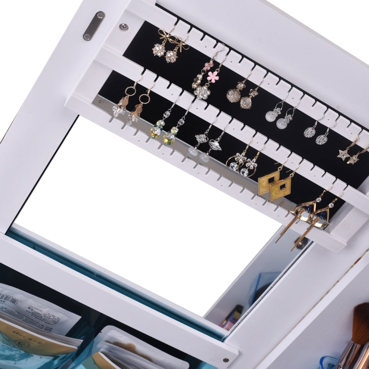 [US Warehouse] Full Mirror Makeup Mirror 8-layer Acrylic Storage Cabinet Solid Wood Covered Jewelry Mirror Cabinet, Size: 120 x 37 x 10cm(White)