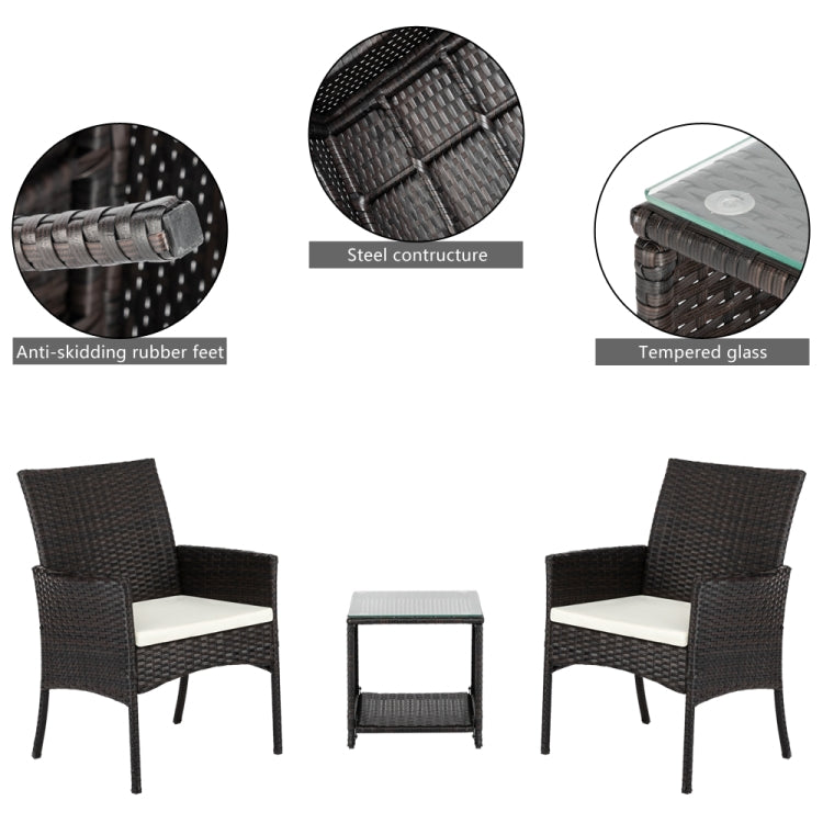 [US Warehouse] 3 in 1 2 Single Seat + 1 Tea Table Combination Sofa Set (Brown)