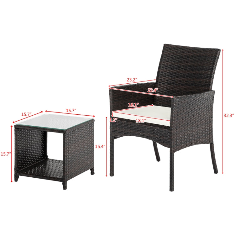 [US Warehouse] 3 in 1 2 Single Seat + 1 Tea Table Combination Sofa Set (Brown)