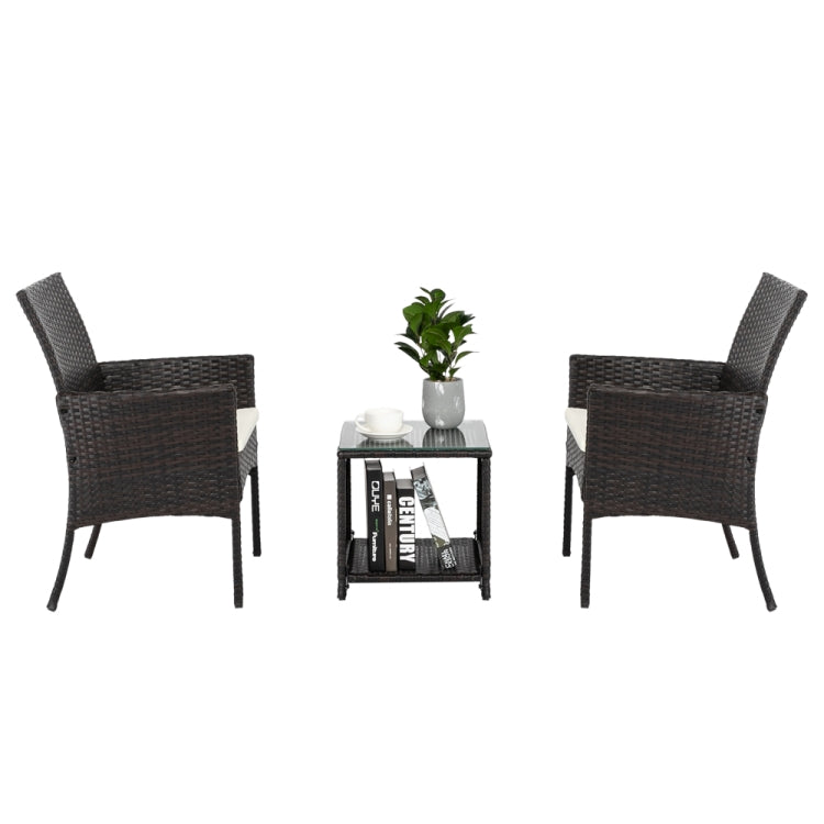 [US Warehouse] 3 in 1 2 Single Seat + 1 Tea Table Combination Sofa Set (Brown)