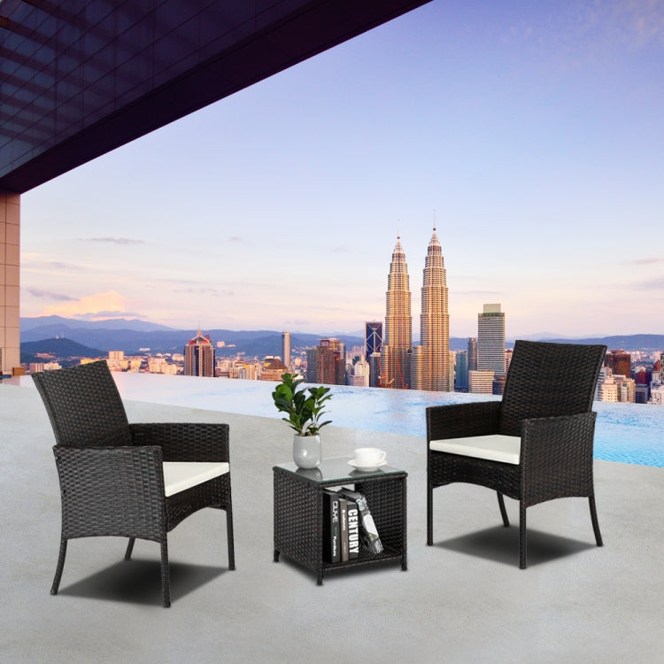[US Warehouse] 3 in 1 2 Single Seat + 1 Tea Table Combination Sofa Set (Brown)