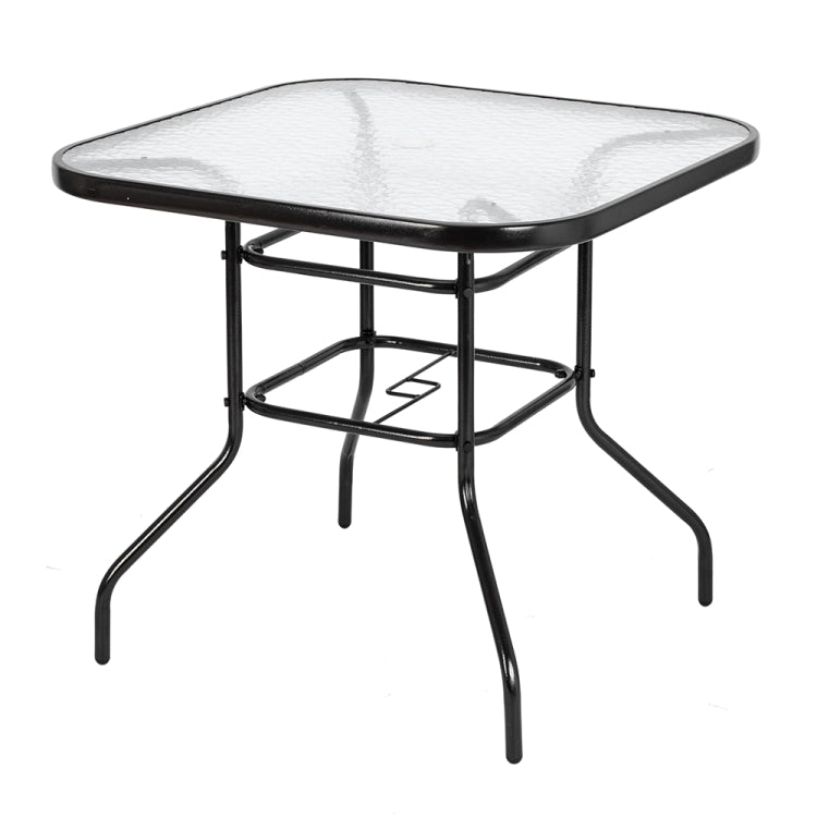 [US Warehouse] Outdoor Dining Table Square Toughened Glass Garden Glass Table, Size: 80x80x70cm