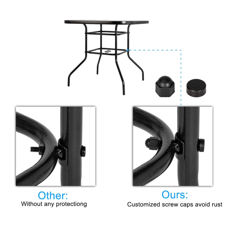 [US Warehouse] Outdoor Dining Table Square Toughened Glass Garden Glass Table, Size: 80x80x70cm