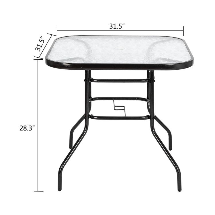 [US Warehouse] Outdoor Dining Table Square Toughened Glass Garden Glass Table, Size: 80x80x70cm