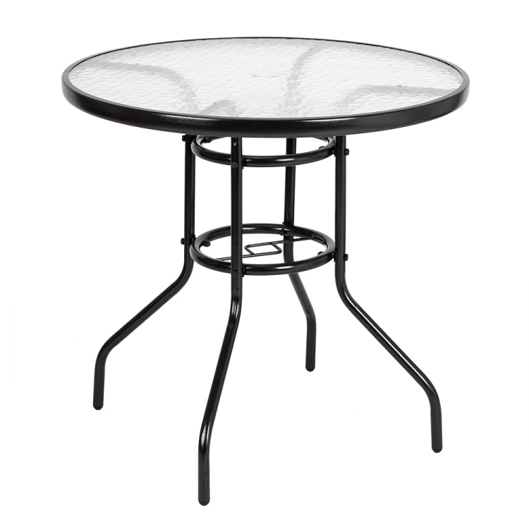 [US Warehouse] Outdoor Dining Table Round Toughened Glass Garden Glass Table, Size: 80x80x70cm