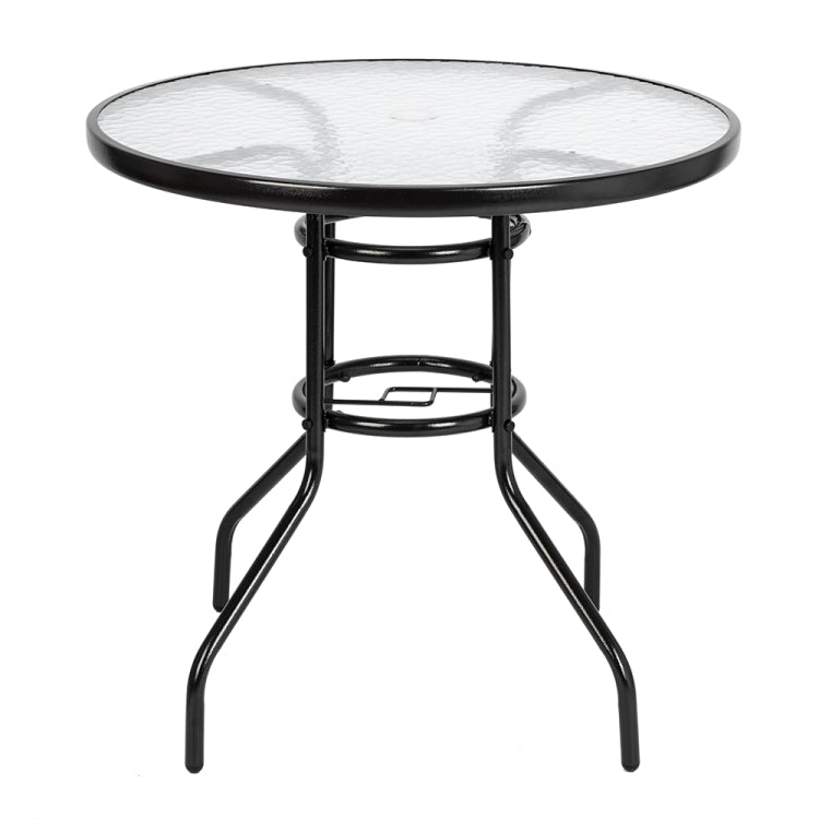 [US Warehouse] Outdoor Dining Table Round Toughened Glass Garden Glass Table, Size: 80x80x70cm