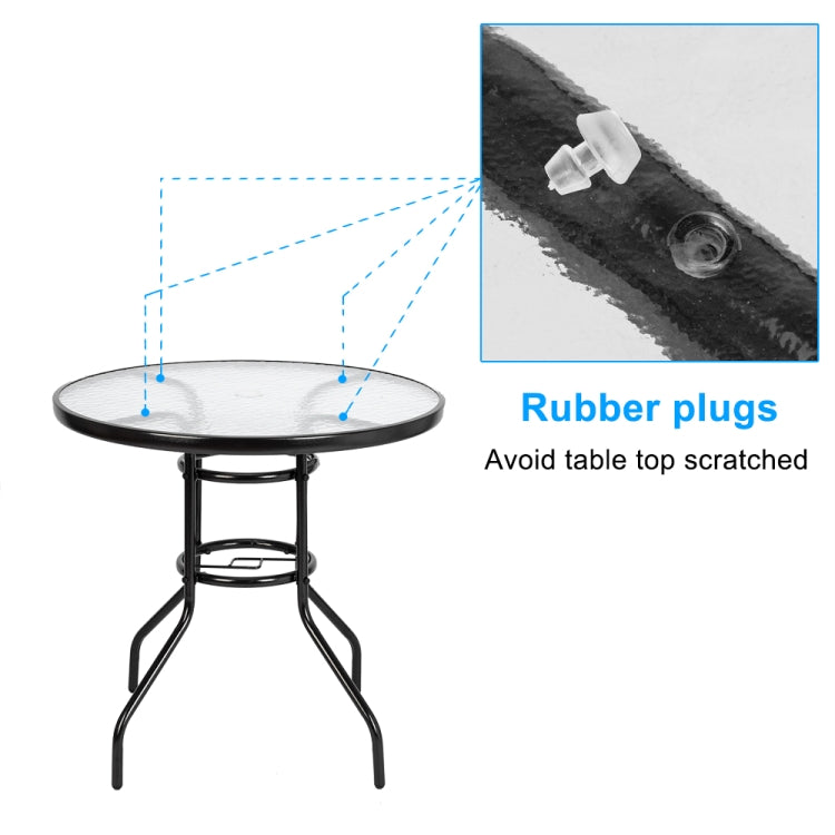 [US Warehouse] Outdoor Dining Table Round Toughened Glass Garden Glass Table, Size: 80x80x70cm