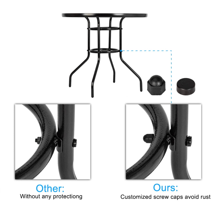 [US Warehouse] Outdoor Dining Table Round Toughened Glass Garden Glass Table, Size: 80x80x70cm