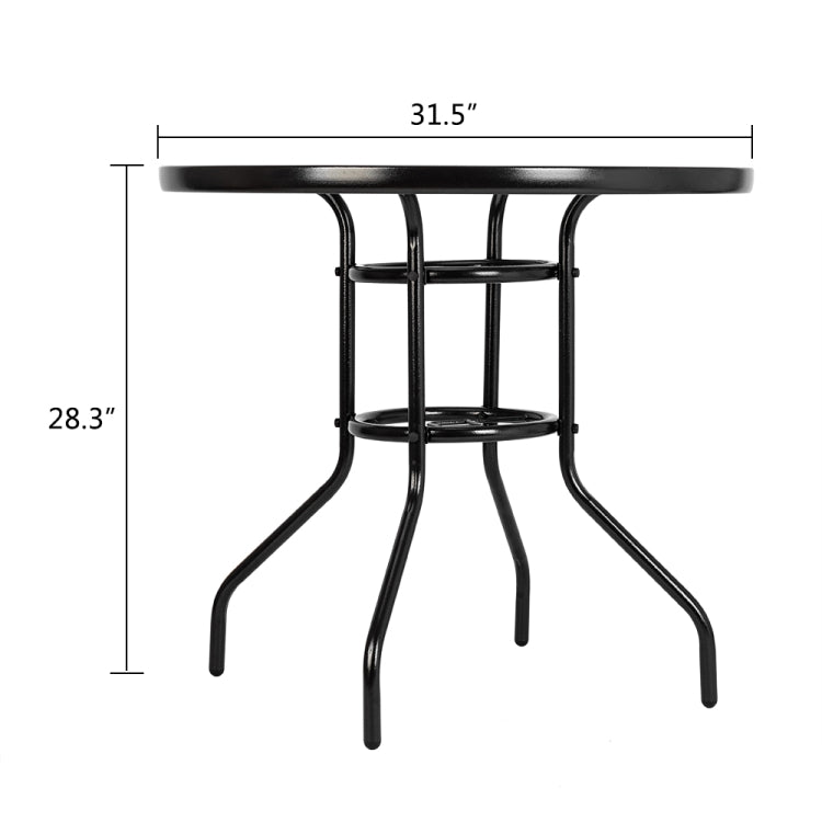 [US Warehouse] Outdoor Dining Table Round Toughened Glass Garden Glass Table, Size: 80x80x70cm