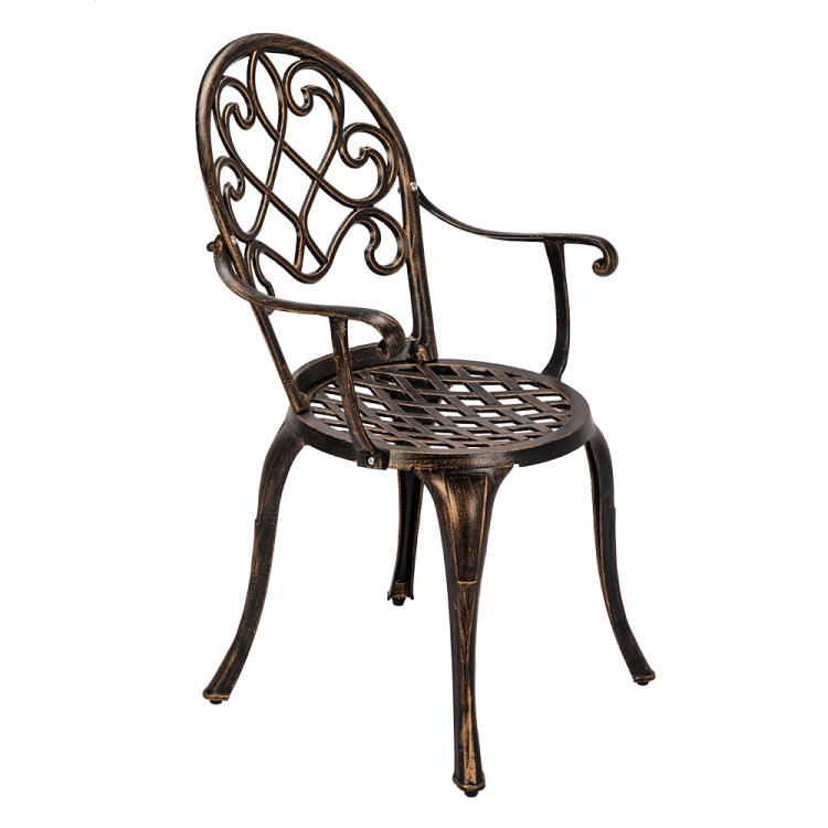 [US Warehouse] 3 in 1 European Style Aluminum Outdoor Table Chairs Set with Ice Bucket(Brown)