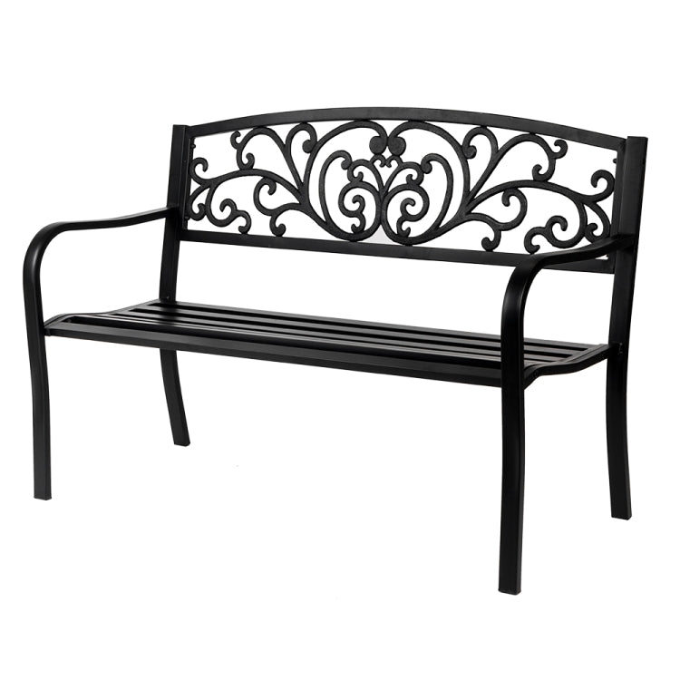 [US Warehouse] 50 inch Iron Outdoor Courtyard Decoration Park Leisure Bench