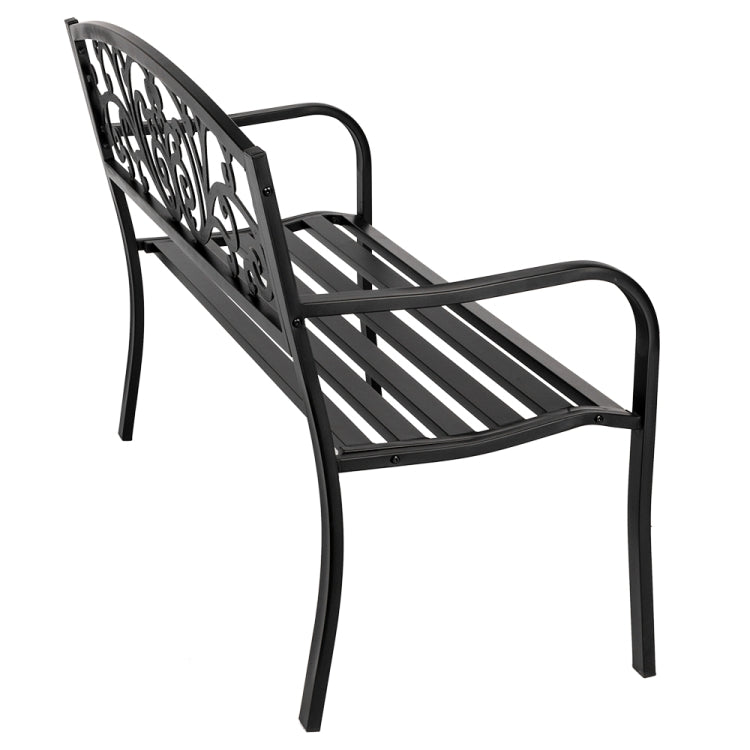 [US Warehouse] 50 inch Iron Outdoor Courtyard Decoration Park Leisure Bench
