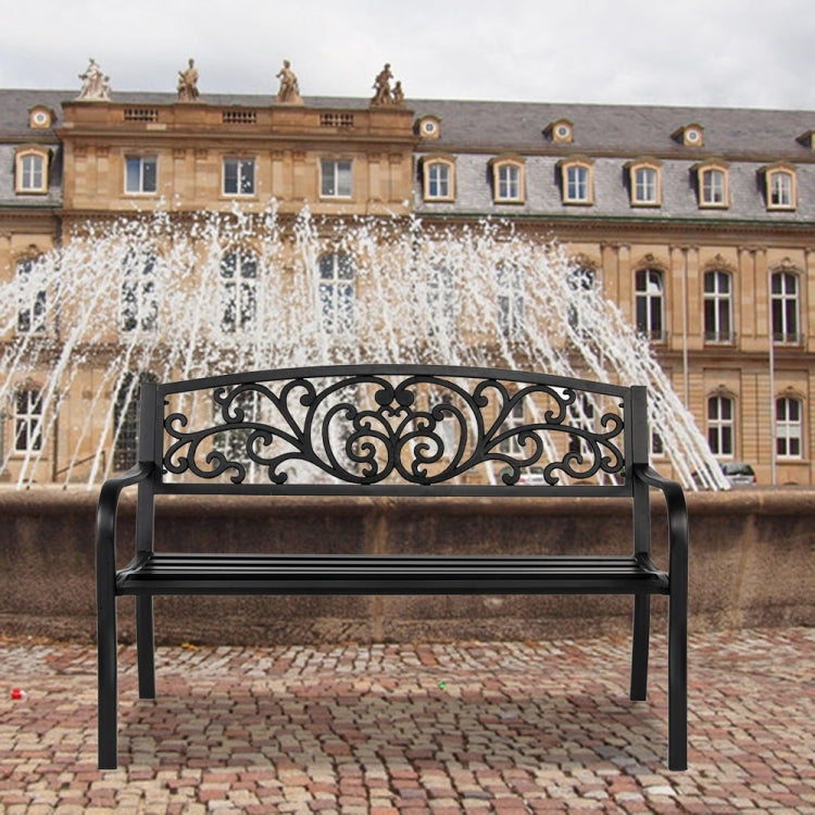 [US Warehouse] 50 inch Iron Outdoor Courtyard Decoration Park Leisure Bench