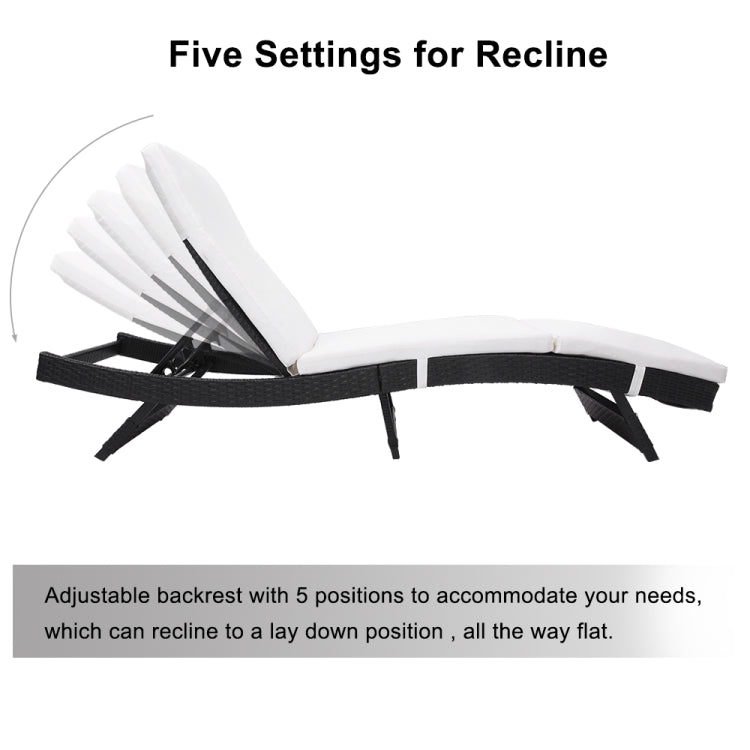 [US Warehouse] S Style Patio Chaise Lounge Embossing Vines Chairs(Black)