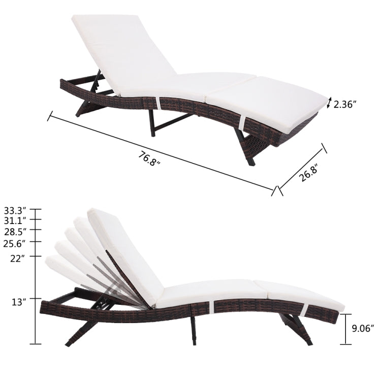 [US Warehouse] S Style Patio Chaise Lounge Embossing Vines Chairs(Brown)