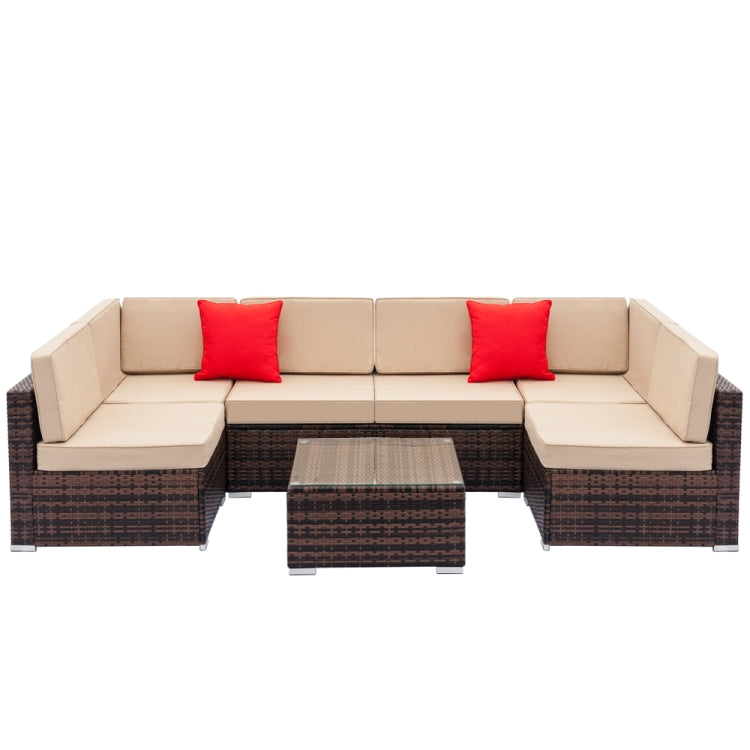 [US Warehouse] 7 in 1 Weaving Rattan Sofa Set(Brown)