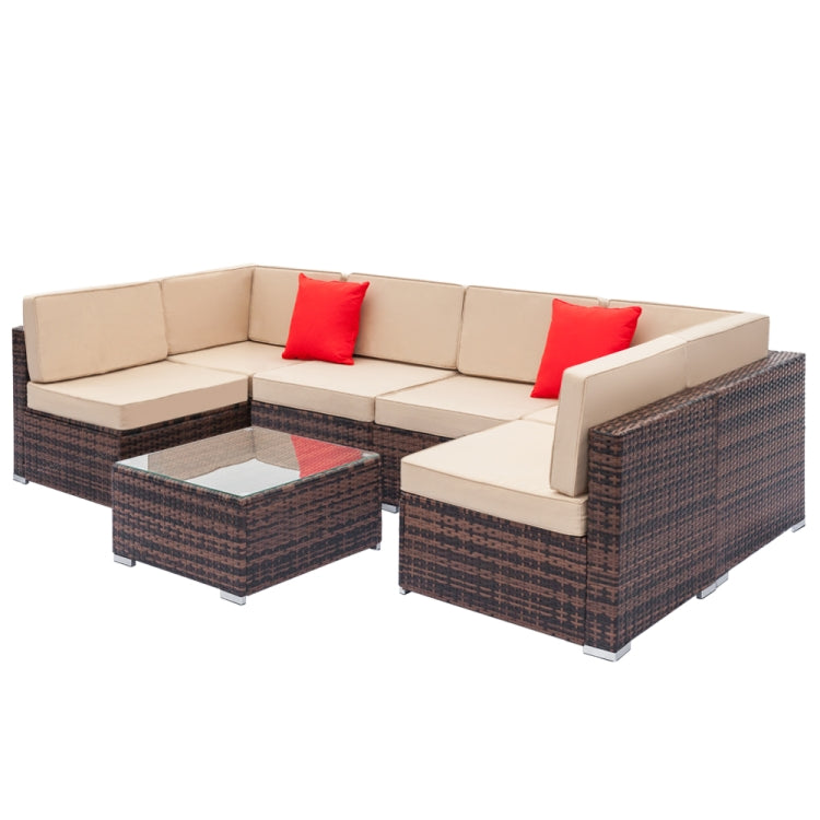 [US Warehouse] 7 in 1 Weaving Rattan Sofa Set(Brown)