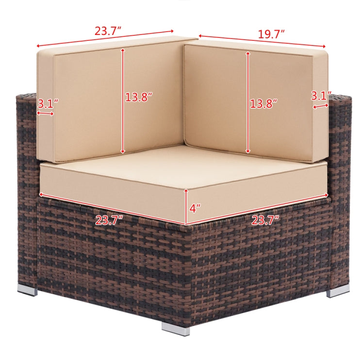 [US Warehouse] 7 in 1 Weaving Rattan Sofa Set(Brown)