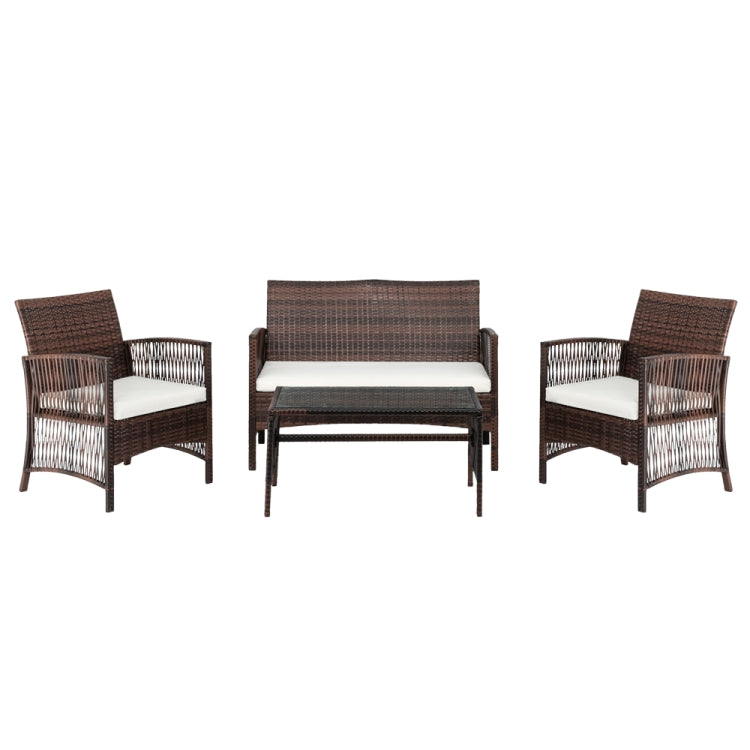 [US Warehouse] 4 in 1 Hollow Knit Combination Sofa Set (Brown)