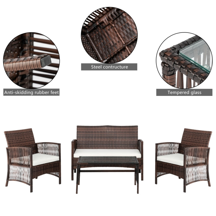 [US Warehouse] 4 in 1 Hollow Knit Combination Sofa Set (Brown)