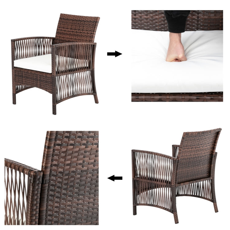 [US Warehouse] 4 in 1 Hollow Knit Combination Sofa Set (Brown)