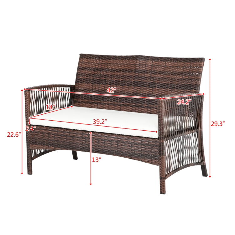 [US Warehouse] 4 in 1 Hollow Knit Combination Sofa Set (Brown)