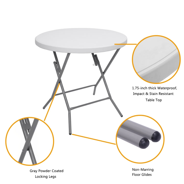 [US Warehouse] 32inch Outdoor Round Folding Table(White)