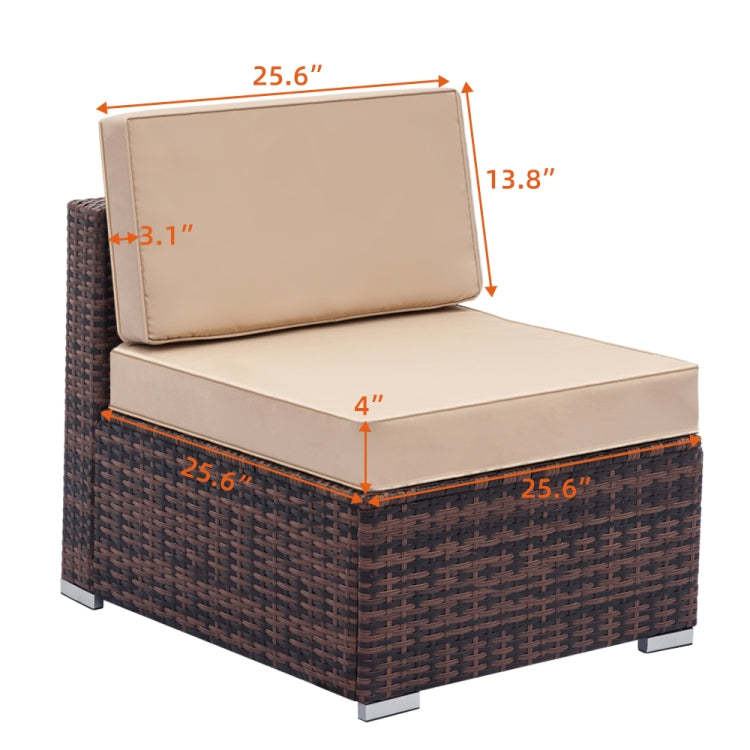 [US Warehouse] Armless Rattan Sofa, Size: 75 x 65 x 63cm (Brown)