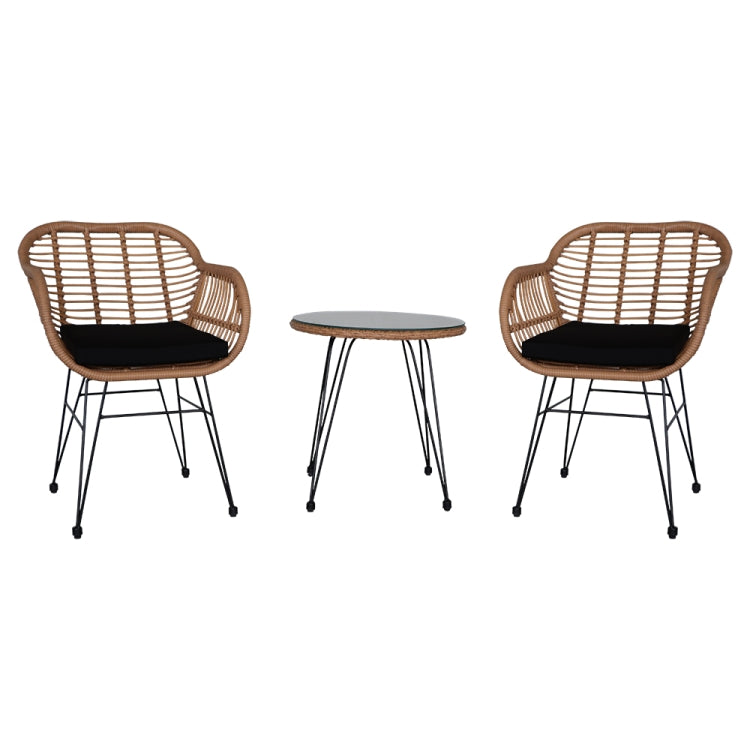 [UK Warehouse] 3 in 1 Rattan Baby Table Chairs Set (Yellow)