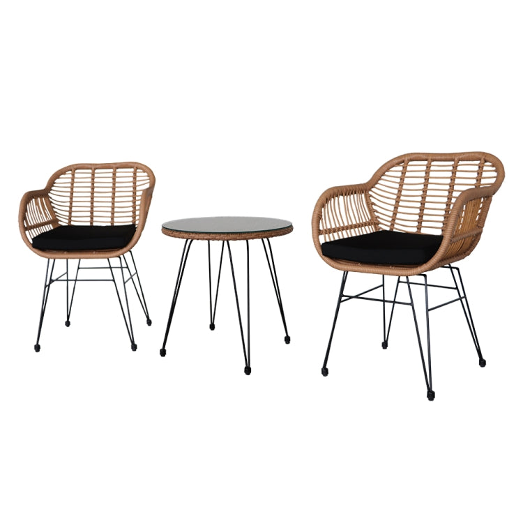 [UK Warehouse] 3 in 1 Rattan Baby Table Chairs Set (Yellow)