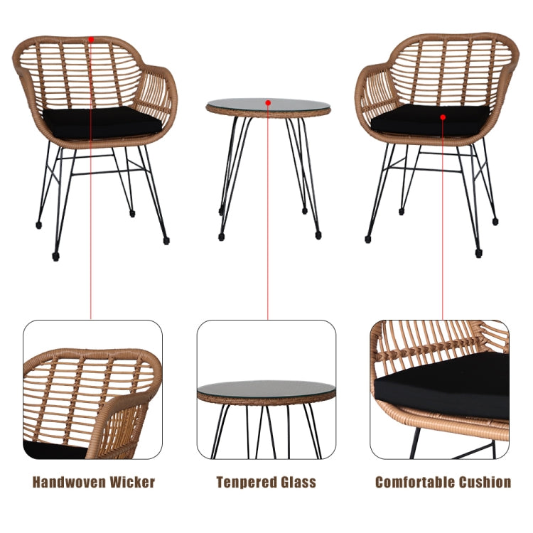 [UK Warehouse] 3 in 1 Rattan Baby Table Chairs Set (Yellow)