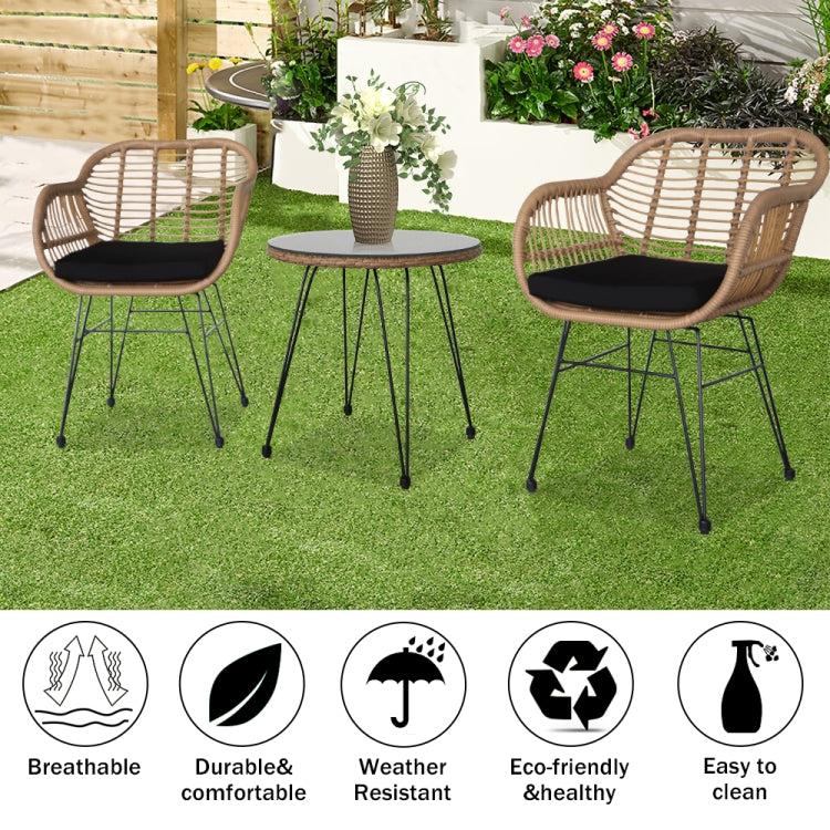 [UK Warehouse] 3 in 1 Rattan Baby Table Chairs Set (Yellow)