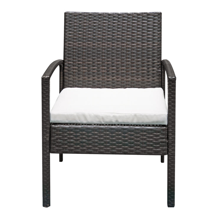 [US Warehouse] 4 in 1 Arm Love Seat + 2 Single Chairs + Coffee Table Rattan Sofa Set(Brown)