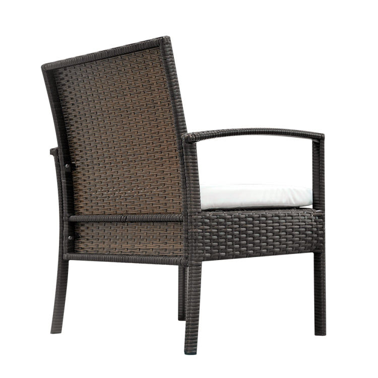 [US Warehouse] 4 in 1 Arm Love Seat + 2 Single Chairs + Coffee Table Rattan Sofa Set(Brown)