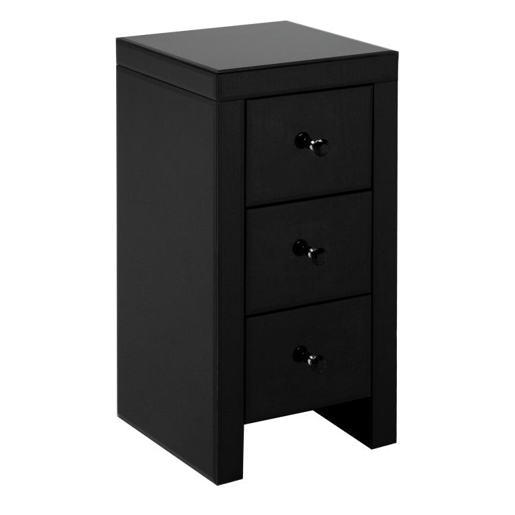 [UK Warehouse] Mirrored Glass Bedside Table with Three Drawers, Size: 30 x 30 x 60cm(Black)