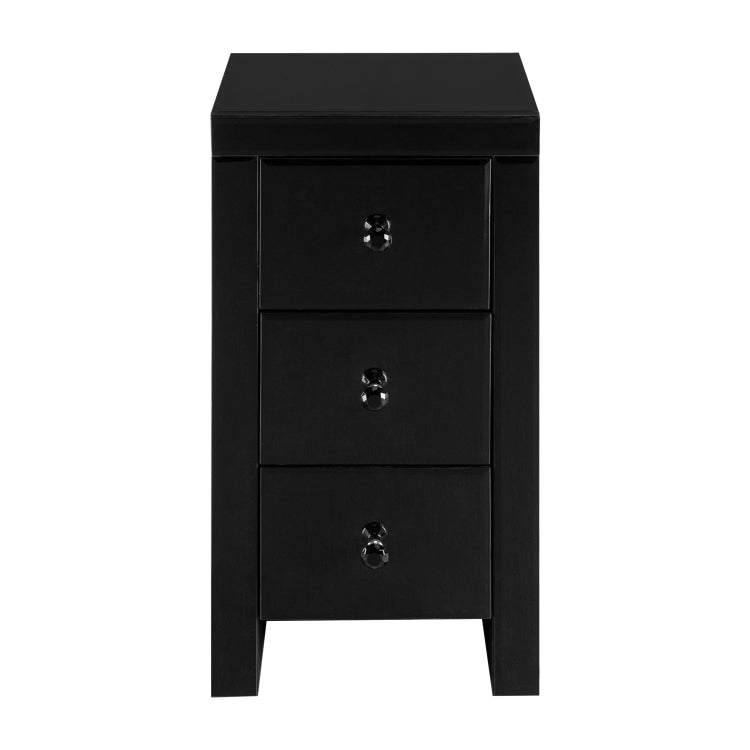 [UK Warehouse] Mirrored Glass Bedside Table with Three Drawers, Size: 30 x 30 x 60cm(Black)