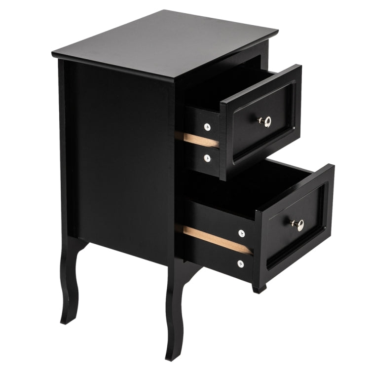 [US Warehouse] Country Style Two-Tier Night Table, Size: 60 x 40 x 30cm(Black)