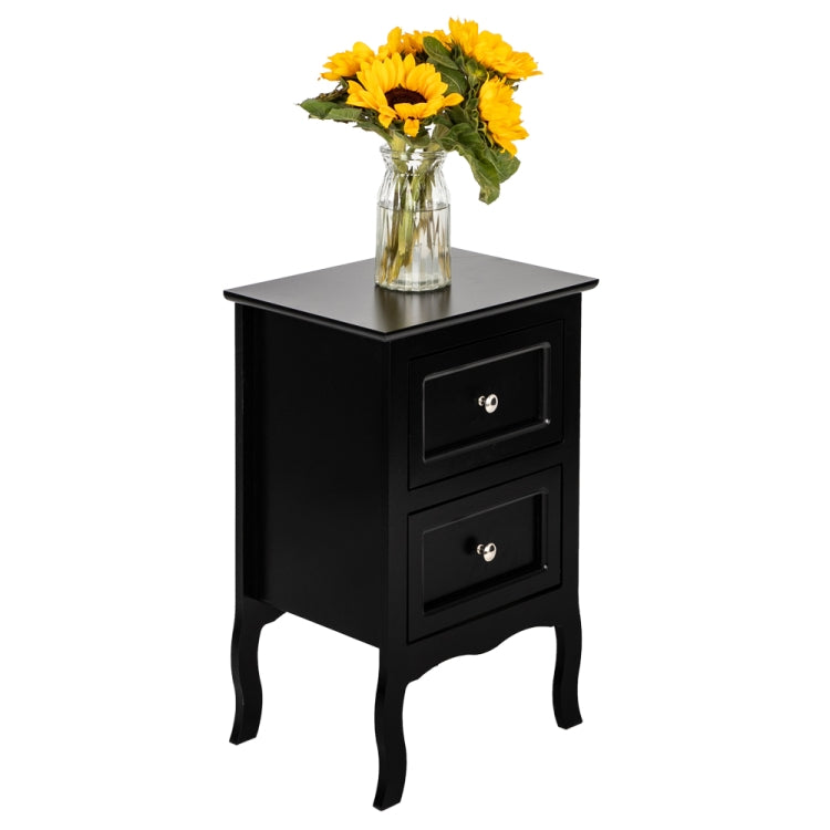 [US Warehouse] Country Style Two-Tier Night Table, Size: 60 x 40 x 30cm(Black)