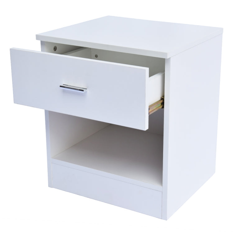 [US Warehouse] Metal Handle Bedside Cabinet Night Table with Drawer, Size: 40 x 36 x 47cm(White)