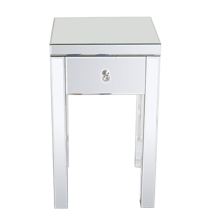 [US Warehouse] Modern Mirrored Nightstand Bedside Table with Drawer, Size: 38 x 38 x 64cm(White)