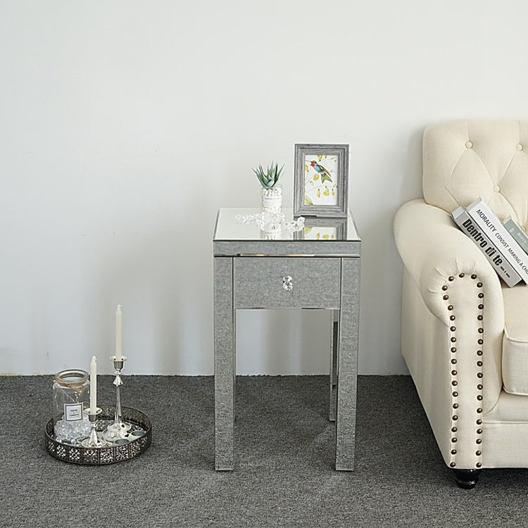 [US Warehouse] Modern Mirrored Nightstand Bedside Table with Drawer, Size: 38 x 38 x 64cm(White)